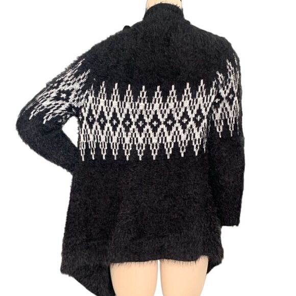 Panhandle Fuzzy Soft Southwestern Open Cardigan Sweater Sz M Black 106H - Picture 4 of 7